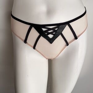 Victoria’s Secret nude mesh vegan leather panty S